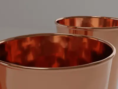 Hammered Copper Water Bottle and Cups Free 3D model