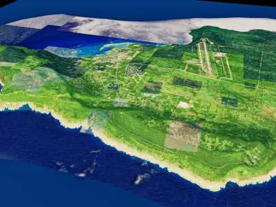 Tinian Island full 3d model terrain Low-poly 3D model