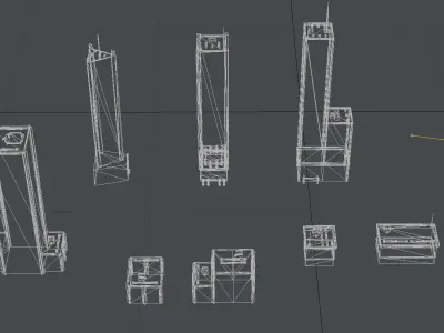 City buildings skyscrappers 8x pack Low-poly 3D model