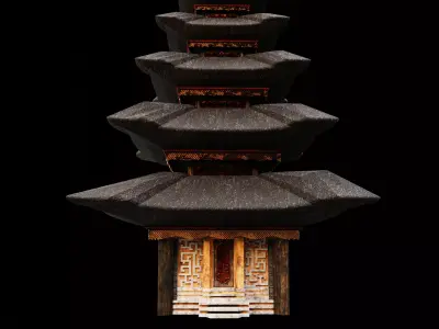 Temple Pura Ulun Danu Bratan Indonesia Low-poly 3D model