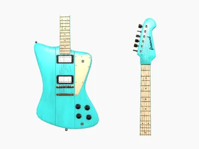 Electric Guitar G04 Light Blue - Music Instrument Design Low-poly 3D model