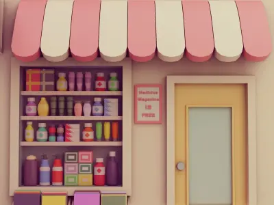 cartoon pharmacy 01 Low-poly 3D model