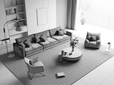 Modern living room-5 3D model