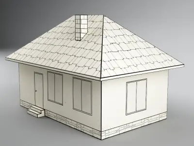 Paper house low poly Low-poly 3D model