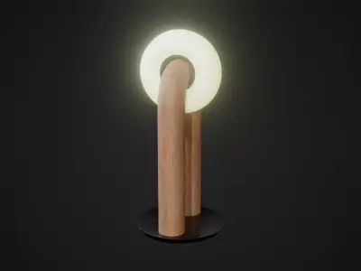 Wooden Dimmable Table Lamp Low-poly 3D model