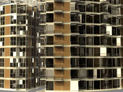 Futuristic High Rise Buildings 01 3D model