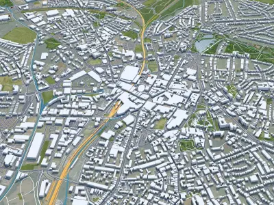 Walsall United Kingdom 30km Low-poly 3D model