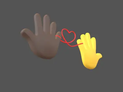 Hand with Red Line Icon v1 033 Low-poly 3D model