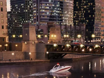 City Downtown Skyscraper 3D model Low-poly 3D model