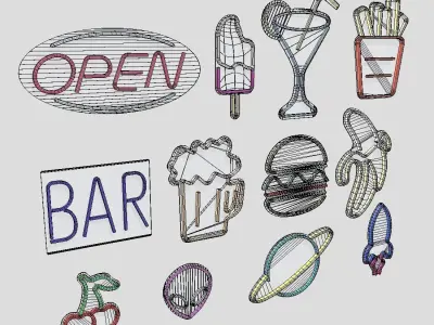 Neon Sign Pack 3 Low-poly 3D model