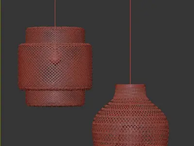 Rattan pendant lamp 3D model