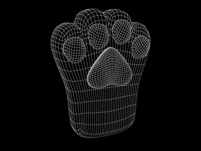Cat Paw Glove v1 002 Low-poly 3D model