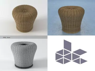 Rattan Stool E15 3D model