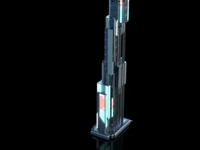 Futuristic Future Modern City Building Skyscraper 20 3D model