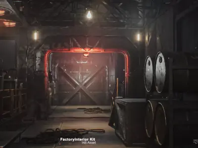 Modular Factory interior Kit Low-poly 3D model