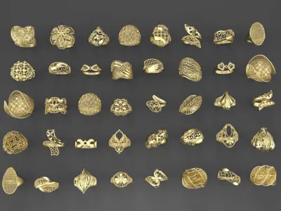 38 NEW RINGS HIGHT QUALITY READY TO PRINT 3DM STL JEWELRY 3D print model