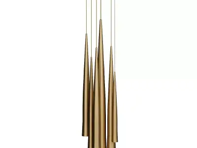 Emmemobili pendant light with five golden cones hanging from it 3D model