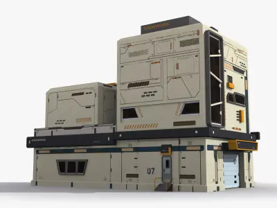 Factory Industrial Sci Fi x4 Low-poly 3D model