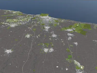 Bari Italy 50x50km City Map 3D Model 3D model