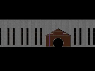 Japanese MainGate Wall- Idle Low Poly Model Low-poly 3D model