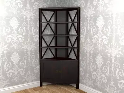 Laura Ashley Balmoral Chestnut Corner Bookcase 2 Door 3D model