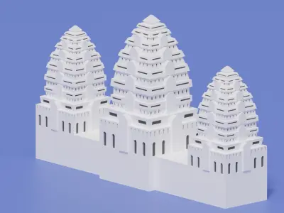 Cartoon Angkor Wat 3D model