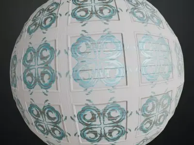 Ornate Floral White Wood Panel PBR Seamless Texture