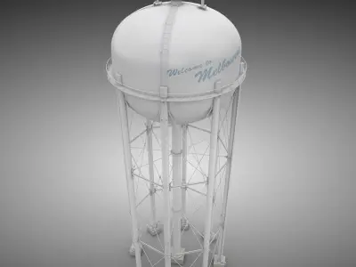 Water Tower Low-poly 3D model
