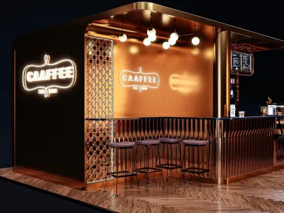 Coffeshop Booth Blender - Fbx - Obj Low-poly 3D model