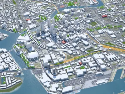 Tampa Downtown Florida USA Low-poly 3D model