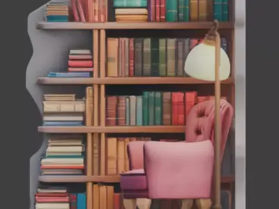 Tiny Library Corner 3D Model v04 Low-poly 3D model