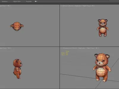 cartoon light brown toy bear Low-poly 3D model