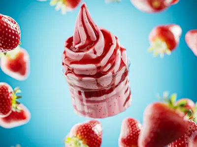 3 Soft Ice Creams and a scene setup 3D model