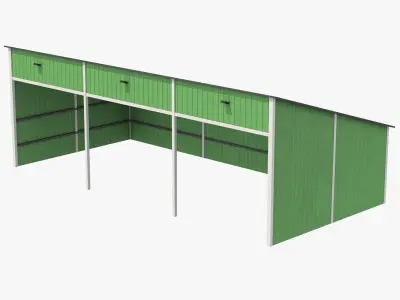 Silage Clamp 12 Green Low-poly 3D model