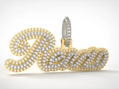Model 725 Renzo Name Necklace Diamond Pendant 3D print model