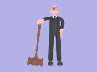 Stylized 3D Male Judge Character - Cartoon Annoyed Judge 3D model