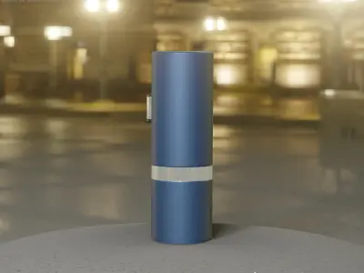 Low-Poly Blue Light Column 5 - Street Light Set-9 Low-poly 3D model