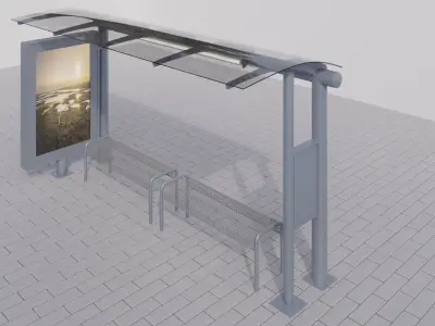 Bus Stop Low-poly 3D model