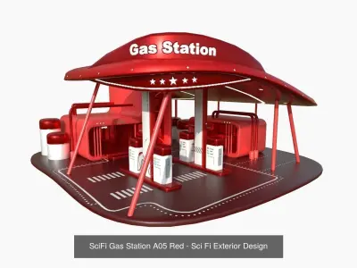 10 Sci Fi Buildings Collection E - Red - Exterior Design 3D Model Pack