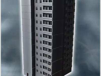 Modular set of modern multi-storey concrete buildings 5 - Modern 3D print model