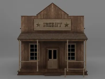Western Sheriff Office and Jail Low-poly 3D model