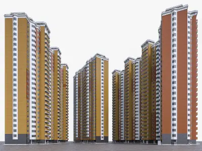 High-rise Residential Apartment Buildings  Low-poly 3D model