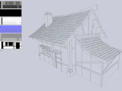 Medieval house Low-poly 3D model 24