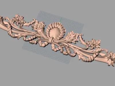Furniture decorative flower 3D STL model for CNC carving E057 3D model