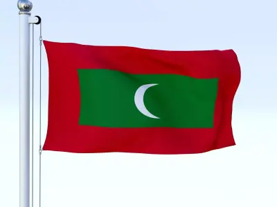 Animated Maldives Flag Low-poly 3D model