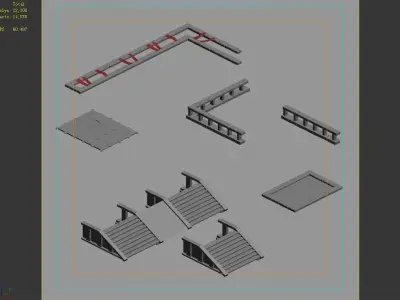 Game City Building - Staircase - Fence 2703 3D model