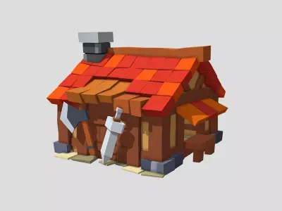 Wooden House E Game Ready Fantasy Building Low-poly 3D model