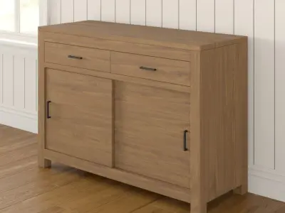 Wide Drawer Teak 3D model