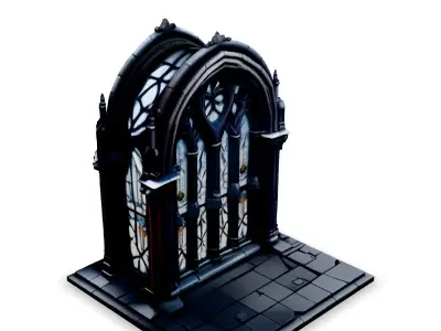 Gothic Arch Window Stained Glass Low-poly 3D model purchase