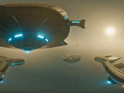 8K HDR Space Station Skybox Futuristic Orbit Above Remote Planet 3D model